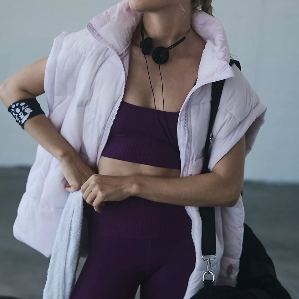 FP Movement In a Bubble Puffer Vest NWT Oversized Size S Rose Quartz color
